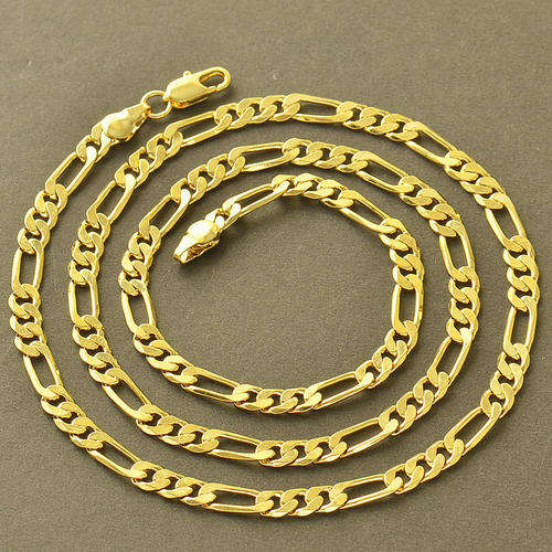 Mens Stunning Heavy 9K Yellow Gold Filled Figaro Link Chain  ( 60cm )